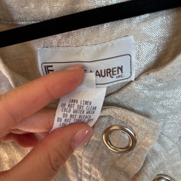 Elliott Lauren silver metallic linen jacket with dramatic buttons vintage size 8 - Picture 5 of 6